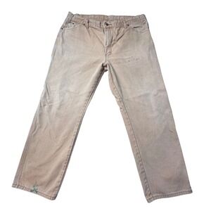 Dickies Carpenter Pants Mens 38x28 Brown Duck Canvas W6414D7 Workwear Distressed